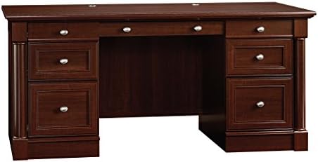 Sauder Palladia Office Desk with Drawers, Executive Desk with File Cabinet Storage, Cable Management, Keyboard Tray, in Select Cherry Finish by SAUDER%C2%AE