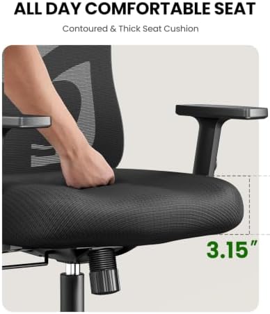 Marsail Ergonomic Office Chair Ergonomic Gaming Chair with Lumbar Support, 2D Headrest, Adjustable Armrests, Contoured Seat Cushion, Computer Desk Chair with Wheels for Home and Office, Pack of 2 - Image 4