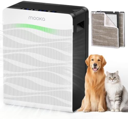 MOOKA Air Purifier for Home Pet Large Room 2800Ft² Dual Washable Pre-Filter by MOOKA