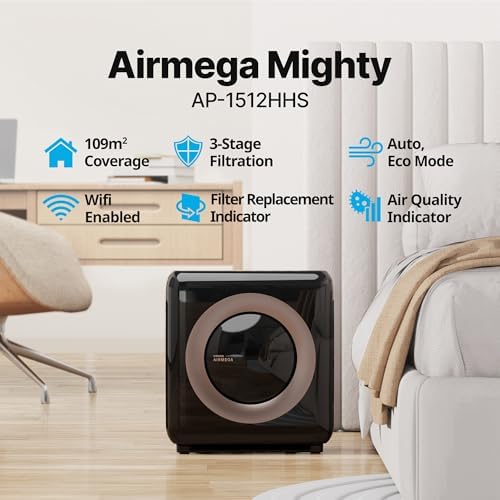 COWAY Air Purifier for Home Up to 1,575ft², App-Enabled Smart Technology, Compatible with Amazon Alexa, HEPA Filter for Smoke, Allergies, Odor, Auto Mode, Airmega AP-1512HHS Black - Image 2