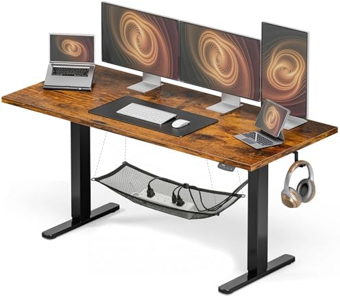 Acrolix 55x24 Electric Standing Desk with Cable Net, Rustic Brown by Acrolix