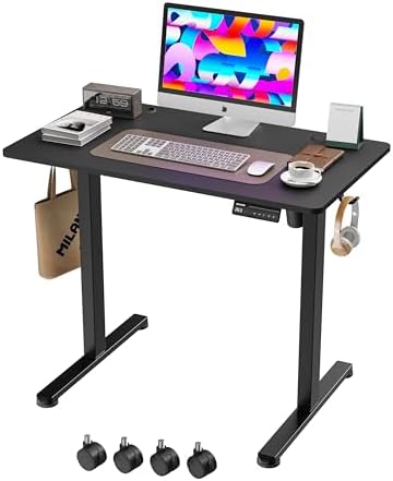 Monomi 35" x 24" Small Electric Standing Desk,Whole Piece Desktop,Black by MONOMI