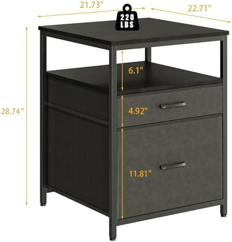 Herture Mini Fridge Stand with 3 Storage, Mini Fridge Cabinet, Beverage Fridge Table, Heavy Duty 21.3" L* 22.7" W Tabletop, for Dorm, Apartment,Office, Bedroom Black HB01BXB - Image 2