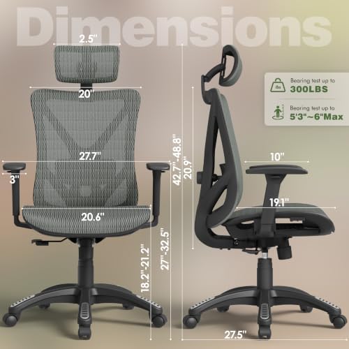 ELABEST Mesh Office Chair,Ergonomic Computer Desk Chair,Sturdy Task Chair- Adjustable Lumbar Support & Armrests,Tilt Function,Comfort Wide Seat,Swivel Home Office Chair (Eucalyptus) - Image 3