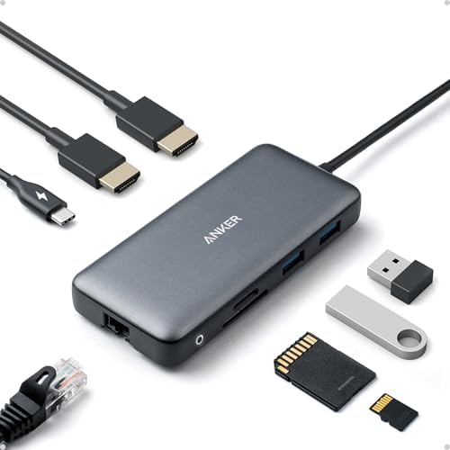 Anker Laptop Docking Station Dual Monitor, 8-in-1 USB C Hub with 4K HDMI by Anker