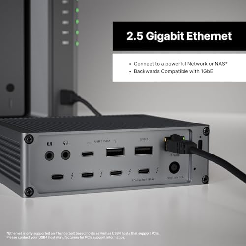 CalDigit TS5 Thunderbolt 5 Dock - 15 Port, 140W Charging, 80Gb/s TBT 5 x 4, USB-C 10Gb x 3, USB-A x2, 2.5Gb Ethernet, Dual 8K@60Hz Displays, SD & microSD UHS-II, 1m Braided Cable, Space Gray 240W PSU - Image 4