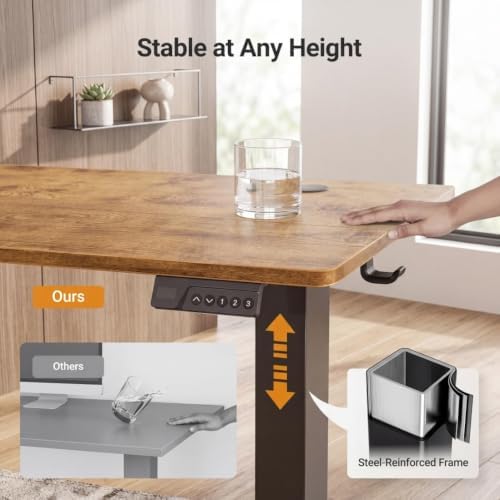 Claiks Electric Standing Desk 35x20 Inch Adjustable Desk, Rustic Brown - Image 5