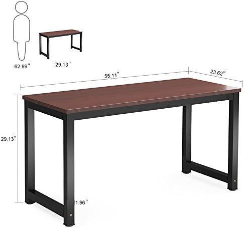 Tribesigns Computer Desk, 55 inch Large Office Desk Computer Table Study Writing Desk for Home Office, Teak + Black Leg - Image 3