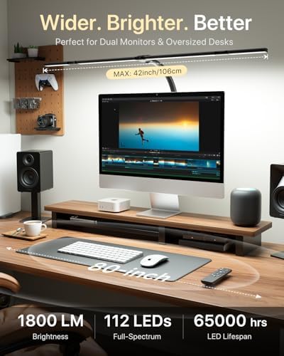 ONEMIX LED Desk Lamp with Base, 42-Inch 4-Panel Light for Dual Monitors - Image 2