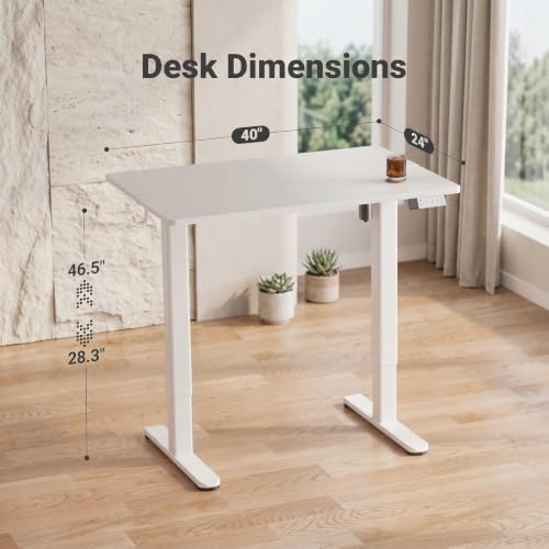 Claiks Electric Standing Desk, 40x24 Inch, White - Image 3