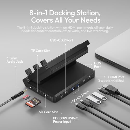 ULANZI D200X Creative Deck Macro Keyboard, 14 LCD Keys & 3 Encoder Knobs, 8-in-1 Hub w 4K HDMI, 3.5mm Audio, SD/TF Reader, USB 3.2 10Gbps, for Video Editing/Streaming/Smart Home PC, Mac - Image 2