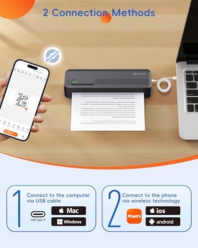 A41 Bluetooth Thermal Printer, Portable Inkless Printer for Travel Supports 8.5 x 11 Inch Paper, Small Mobile Printing Device Ideal for Office, School, Home - Image 4