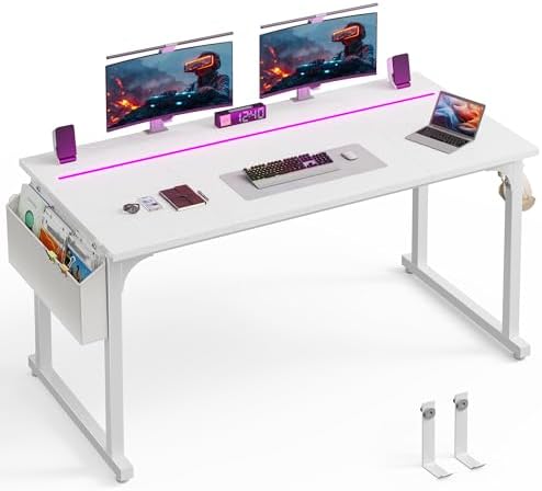 DurayLoly 55 Inch Computer Desk with Waterproof LED Lights for Bedroom by Durayloly
