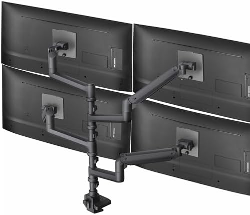 VIVO Pneumatic Arm Quad Ultrawide Monitor Extra Tall Desk Mount for Up to 49 inch Screens Individual Arm Capacity, Max 38 inch Screens for 4 Ultra Wides Up to 44 lbs, Black, STAND-V400D by VIVO