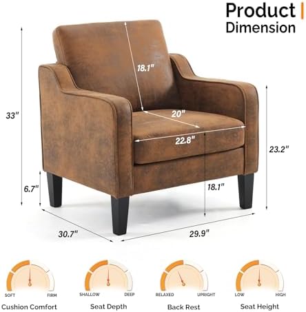 VINGLI Accent Chairs Set of 2, Modern Traditional Armchair for Living Room - Image 2