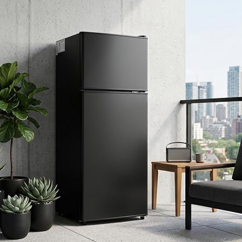 3.2 Cu.Ft Mini Fridge with Freezer, 2 Door Small Refrigerator with Adjustable Thermostat Energy-efficient Low Noise, Compact Fridge for Bedroom, Office, Dorm, Matte Black - Image 7