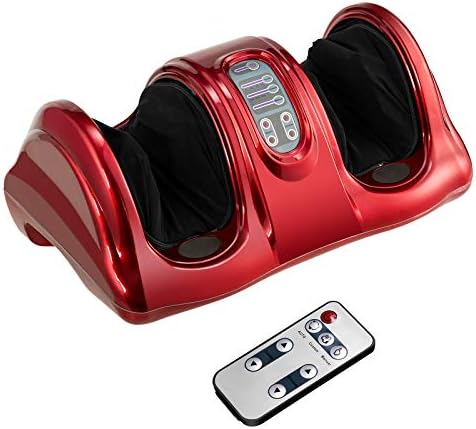 GIANTEX Shiatsu Foot Massager Machine for Feet, Leg Calf Ankle, Nerve Pain Therapy Spa Gift Deep Kneading Rolling Massage, Electric Shiatsu Foot Massager w/Remote, 4 Modes, Red by Giantex