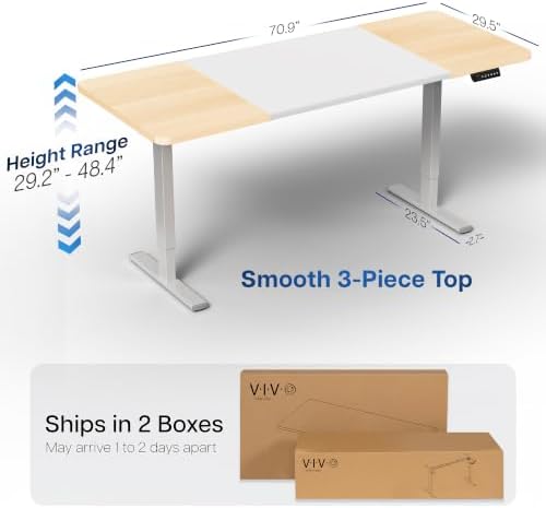 VIVO White/Light Wood 71 x 30 in Standing Desk, DESK-KIT-1G7WC - Image 3