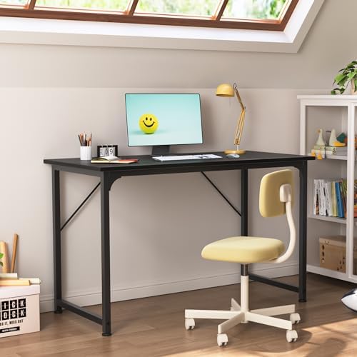 Huuger Modern Simple Office Desk, 40 Inch Gaming Desk with Storage, Black Metal Frame, Large Legroom - Image 5