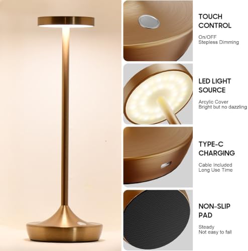 Cordless LED Table Lamps, Rechargeable 6000mAh, 72H Runtime, Waterproof - Image 6