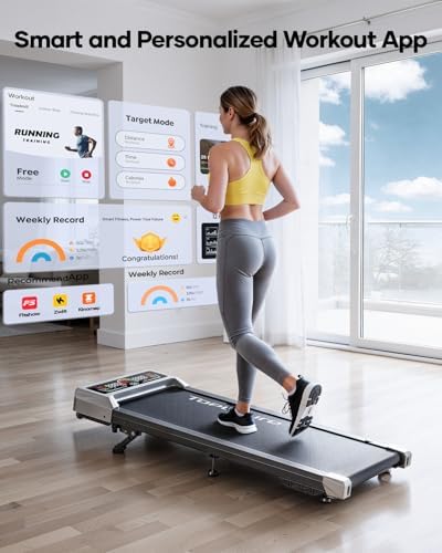 TOPUTURE Walking Pad with 10% Incline, 3.0HP Brushless Quiet Under Desk Treadmill, Portable Treadmills for Home/Office, Running Machine 300 lbs Capacity with RGB LED Screen, Remote Control/App Control - Image 5