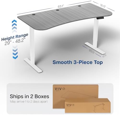 VIVO Dark Gray 63 x 32 in Standing Desk, DESK-KIT-1W1G - Image 3