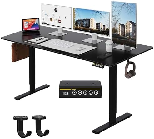 63 x 28 Inch Electric Standing Desk, 3 Memory Presets, Black by GamorkLLC
