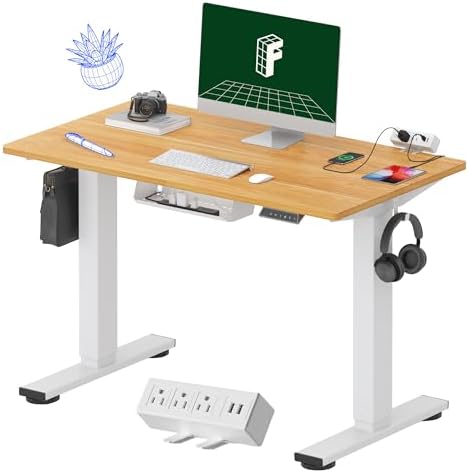 FLEXISPOT EN2 40"x24" Whole-Piece Standing Desk with Power Strip, Maple by Unknown