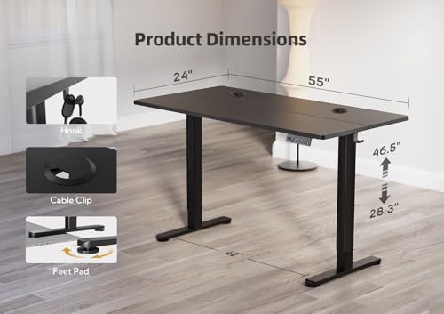 YDN 55 x 24 Inch Black Electric Standing Desk - Image 3