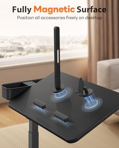 SAIJI Magnetic Height and 360° Angle Adjustable Overbed Bedside Table Tray - Image 4