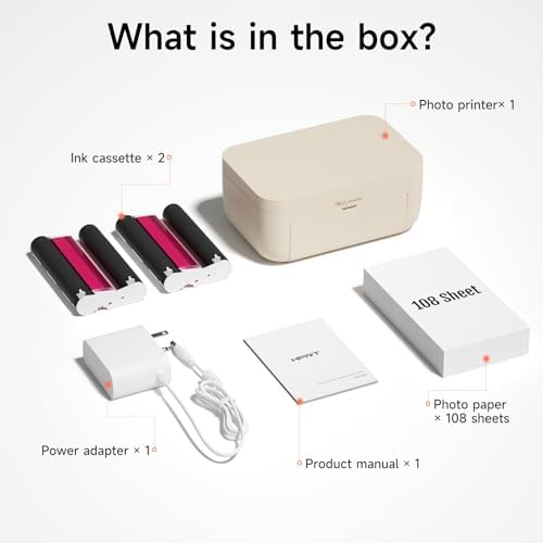 HPRT 4x6 Photo Printer with 108 Sheet Photo Paper& 2 Ribbon, Desktop Instant Picture Printer for iPhone, Thermal Dye Sublimation, WI-Fi Connnecting, Home Use, Beige - Image 3