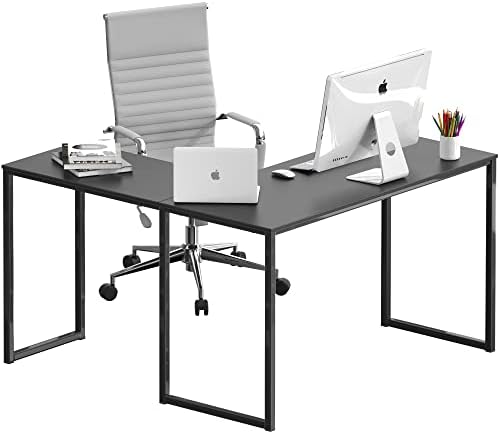 SHW Mission 48 x 48 L-Shape Home Office Computer Desk, Black - Image 4