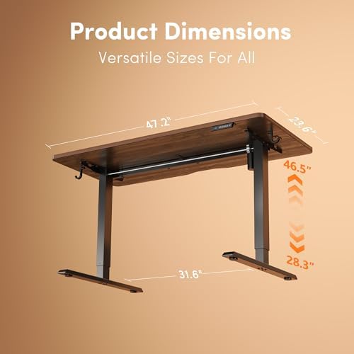 FEZIBO 48" Electric Standing Desk Height Adjustable Desk, Dark Walnut - Image 3