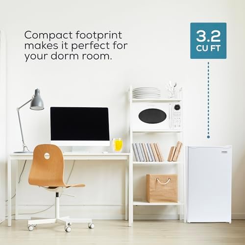 Igloo 3.2 Cu.Ft. Mini Fridge with Freezer - Single Door Compact Refrigerator with Glass Shelves for Homes, Dorms & Offices- Keep Snacks, Drinks & Frozen Foods Cool with Temperature Control Mini Fridge - Image 4