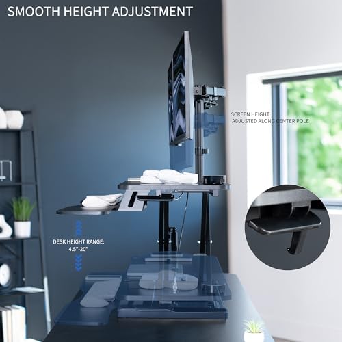 VIVO Black 48 in Standing Desk Converter with Monitor Stand, DESK-V048KB-M2 - Image 4
