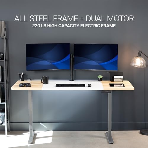 VIVO White/Light Wood 71 x 30 in Standing Desk, DESK-KIT-E2G7WC - Image 6