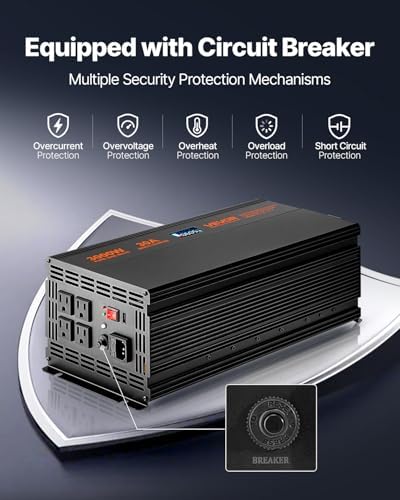 VEVOR Sump Pump Battery Backup System, 3000W, Auto Switches to Battery Inverter for Continuous Sump Pump Operation, Pure Sine Wave, LCD Display, for Basement Protection Emergency and Power Outage - Image 3