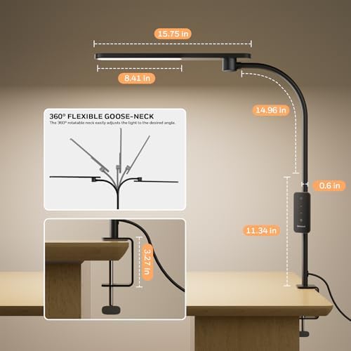 Honeywell HJ2 Clip On LED Desk Lamp with Clamp, Adjustable Reading Light - Image 4