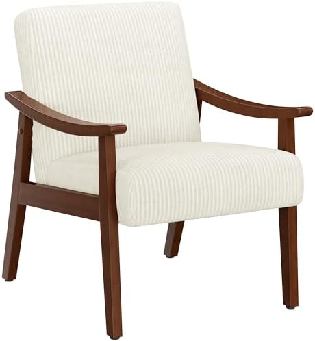 Yaheetech Accent Chairs, Mid-Century Corduroy Fabric Armchairs, Beige by Yaheetech