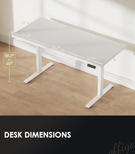 OffiGo 71 Inch Executive Electric Standing Desk Height Adjustable, White - Image 4