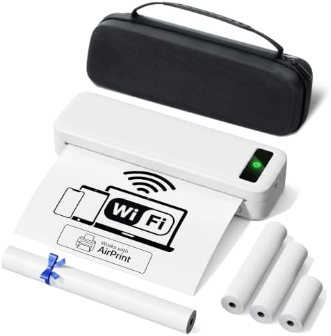 TATTMUSE AirPrint Wi-Fi Inkless Portable Printer for Travel, 8.5x11, White by TATTMUSE
