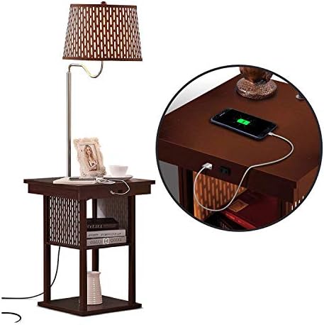 Brightech Madison Side Table with Lamp Combo with LED Bulb, Desk Lamp with USB Port, Bedside Reading Light, Modern End Table with Floor Lamp for Bedroom, Living Room, Office - Havana Brown - Image 4