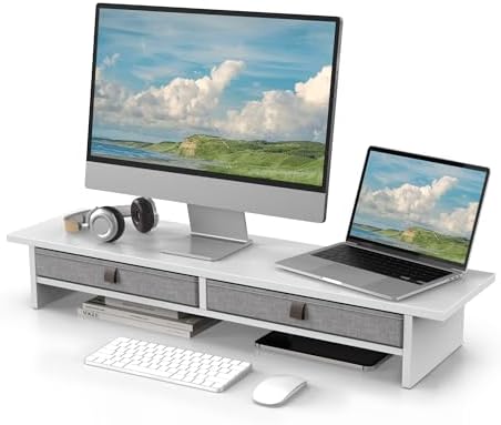 Fenge 35 Inch Monitor Stand with Drawer Storage, Computer Riser for Desk by Fenge
