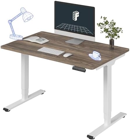 FLEXISPOT E6 3-Stage Dual Motor Electric Standing Desk 48 x 30 Sit Stand Up Desk, Holds 220 lbs, Adjustable Height w/Memory Presets, One-Piece Brown Wood Grain Desktop & White Frame, Ships in 2 Boxes by Unknown