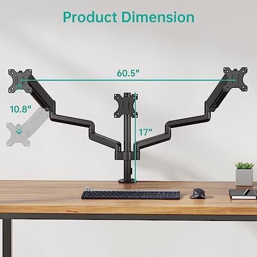 WALI Triple Monitor Mount for 13-32 inch Screens, up to 19.8 lbs per Arm - Image 3