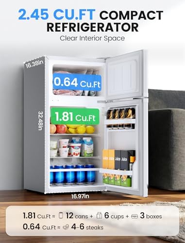 COWSAR 2.5 Cu.Ft Mini Dorm Fridge with Freezer for Bedroom, Office, White - Image 2