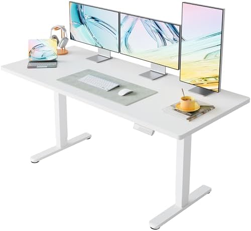 HUANUO 63x28 Inch Electric Standing Desk, Height Adjustable, White by HUANUO