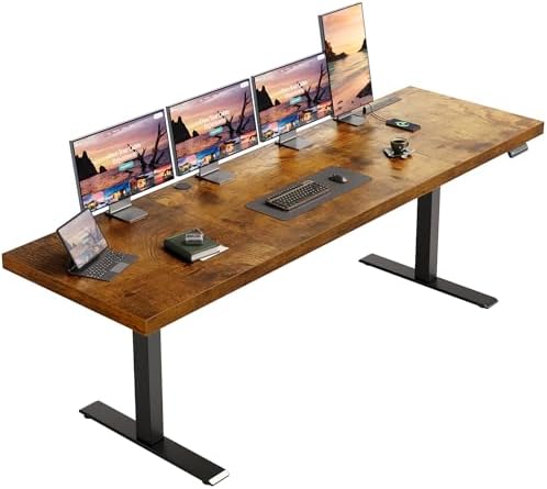 OffiGo 79" Executive Electric Standing Desk Height Adjustable, Rustic Brown by OfficeGo-ForHomeOfficeWork