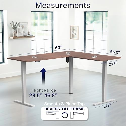 VIVO Dark Walnut 63 x 55 in Corner Standing Desk, DESK-E3CTGD - Image 5