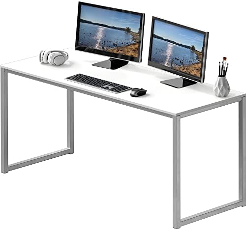 SHW Mission 55-Inch Home Office Computer Desk, White by SHW